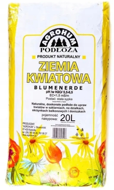 AGROHUM ziemia kwiatowa pH 5,5-6,5 20L