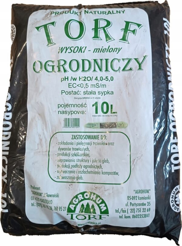AGROHUM torf ogrodniczy kwaśny pH 4,0-5,0 10L